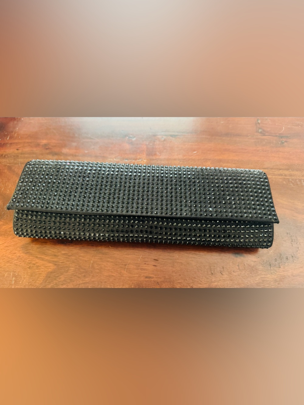 Macy's Black Crystal-Embellished Foldover Clutch